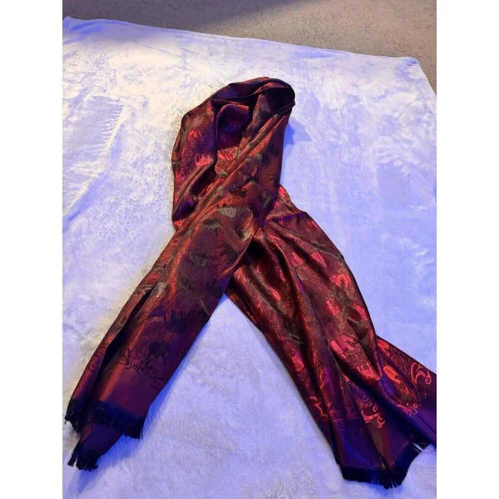 Thai Hand Woven Elephant Silk  Scarf 27” X 70”